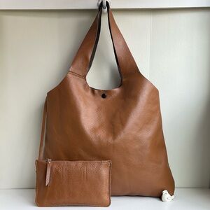 PULICATI Pebbled Genuine Leather Hobo Shoulder Bag